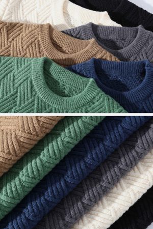 Concert Outfit Solid Color Weave Cozy Sweater