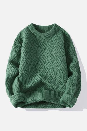 Concert Outfit Solid Color Weave Cozy Sweater