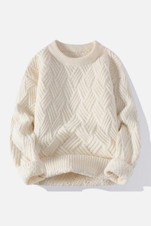 Concert Outfit Solid Color Weave Cozy Sweater