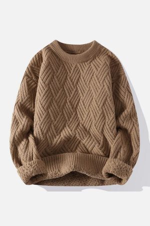 Concert Outfit Solid Color Weave Cozy Sweater