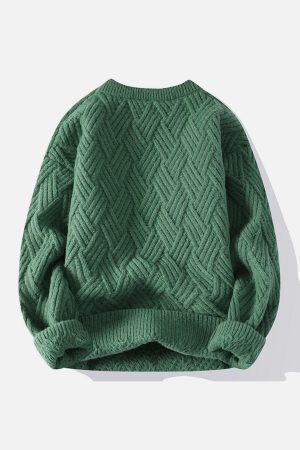 Concert Outfit Solid Color Weave Cozy Sweater