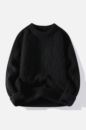 Concert Outfit Solid Color Weave Cozy Sweater