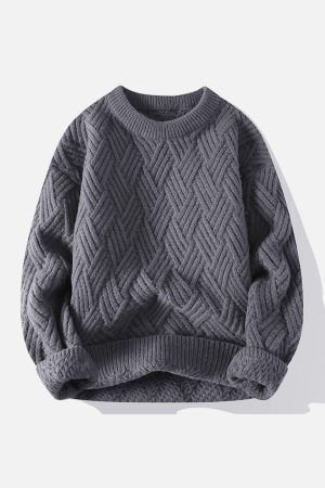 Concert Outfit Solid Color Weave Cozy Sweater