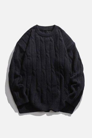 Concert Outfit Solid Color Woven Sweater