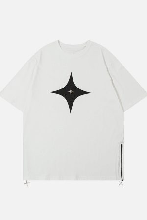 Concert Outfit Solid Color Zipper Star Tee
