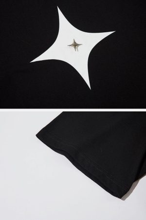 Concert Outfit Solid Color Zipper Star Tee