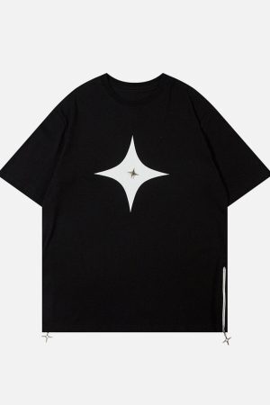 Concert Outfit Solid Color Zipper Star Tee