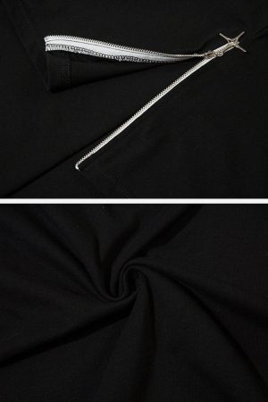 Concert Outfit Solid Color Zipper Star Tee