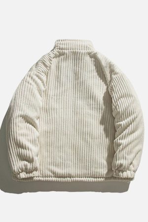 Concert Outfit Solid Corduroy Oversized Pocket Winter Coat