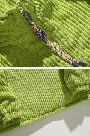 Concert Outfit Solid Corduroy Oversized Pocket Winter Coat