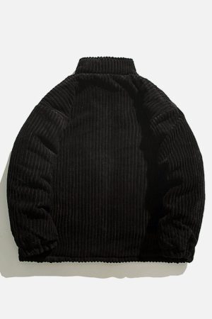 Concert Outfit Solid Corduroy Oversized Pocket Winter Coat