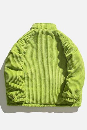 Concert Outfit Solid Corduroy Oversized Pocket Winter Coat