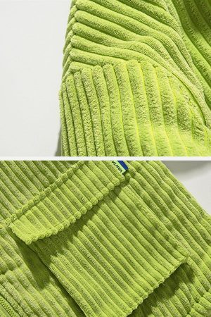 Concert Outfit Solid Corduroy Oversized Pocket Winter Coat