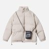 Concert Outfit Solid Detachable Satchel Winter Coat