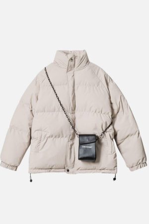 Concert Outfit Solid Detachable Satchel Winter Coat