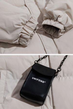 Concert Outfit Solid Detachable Satchel Winter Coat