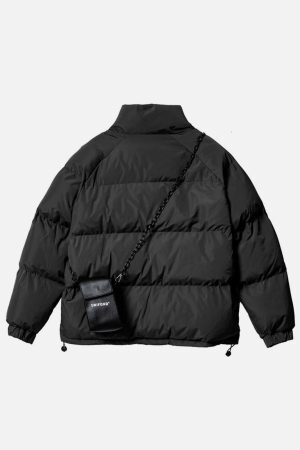 Concert Outfit Solid Detachable Satchel Winter Coat