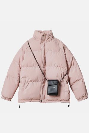 Concert Outfit Solid Detachable Satchel Winter Coat