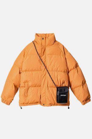 Concert Outfit Solid Detachable Satchel Winter Coat