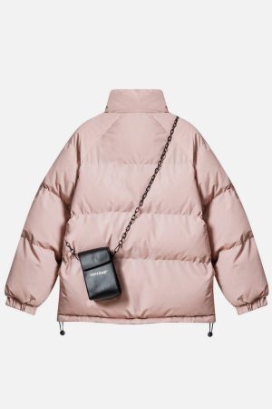 Concert Outfit Solid Detachable Satchel Winter Coat