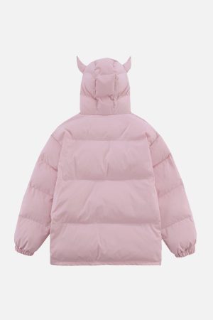 Concert Outfit Solid Embroidered Hood Winter Coat