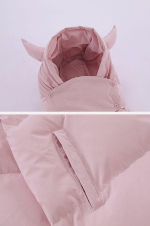 Concert Outfit Solid Embroidered Hood Winter Coat