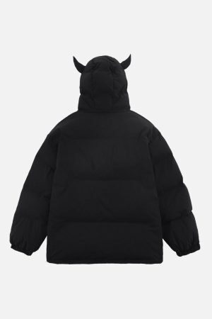 Concert Outfit Solid Embroidered Hood Winter Coat