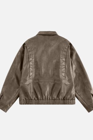 Concert Outfit Solid Faux Leather Jacket