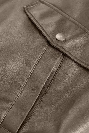 Concert Outfit Solid Faux Leather Jacket