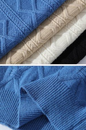 Concert Outfit Solid Ribbed Jacquard Knit Sweater