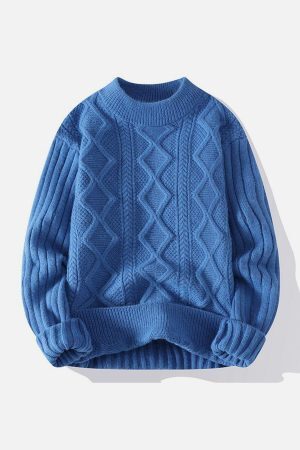 Concert Outfit Solid Ribbed Jacquard Knit Sweater