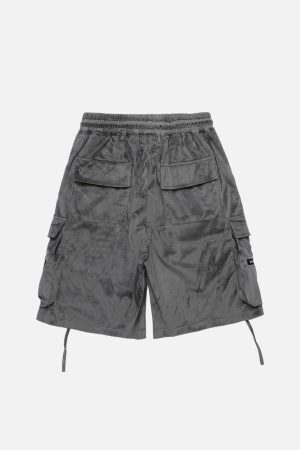 Concert Outfit Solid Zip Up Big Pocket Shorts