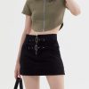 Concert Outfit Solid Zip Up Cropped Tee