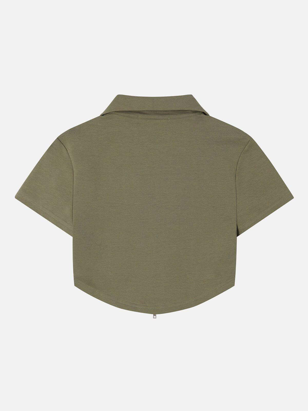 Concert Outfit Solid Zip Up Cropped Tee Concert Outfit Solid Zip Up Cropped Tee