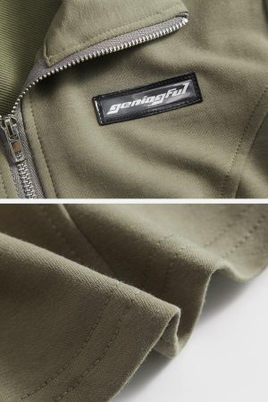 Concert Outfit Solid Zip Up Cropped Tee