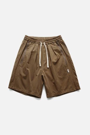 Concert Outfit Solid Zip Up Pocket Shorts