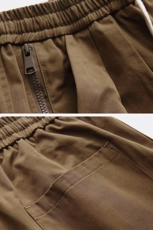 Concert Outfit Solid Zip Up Pocket Shorts