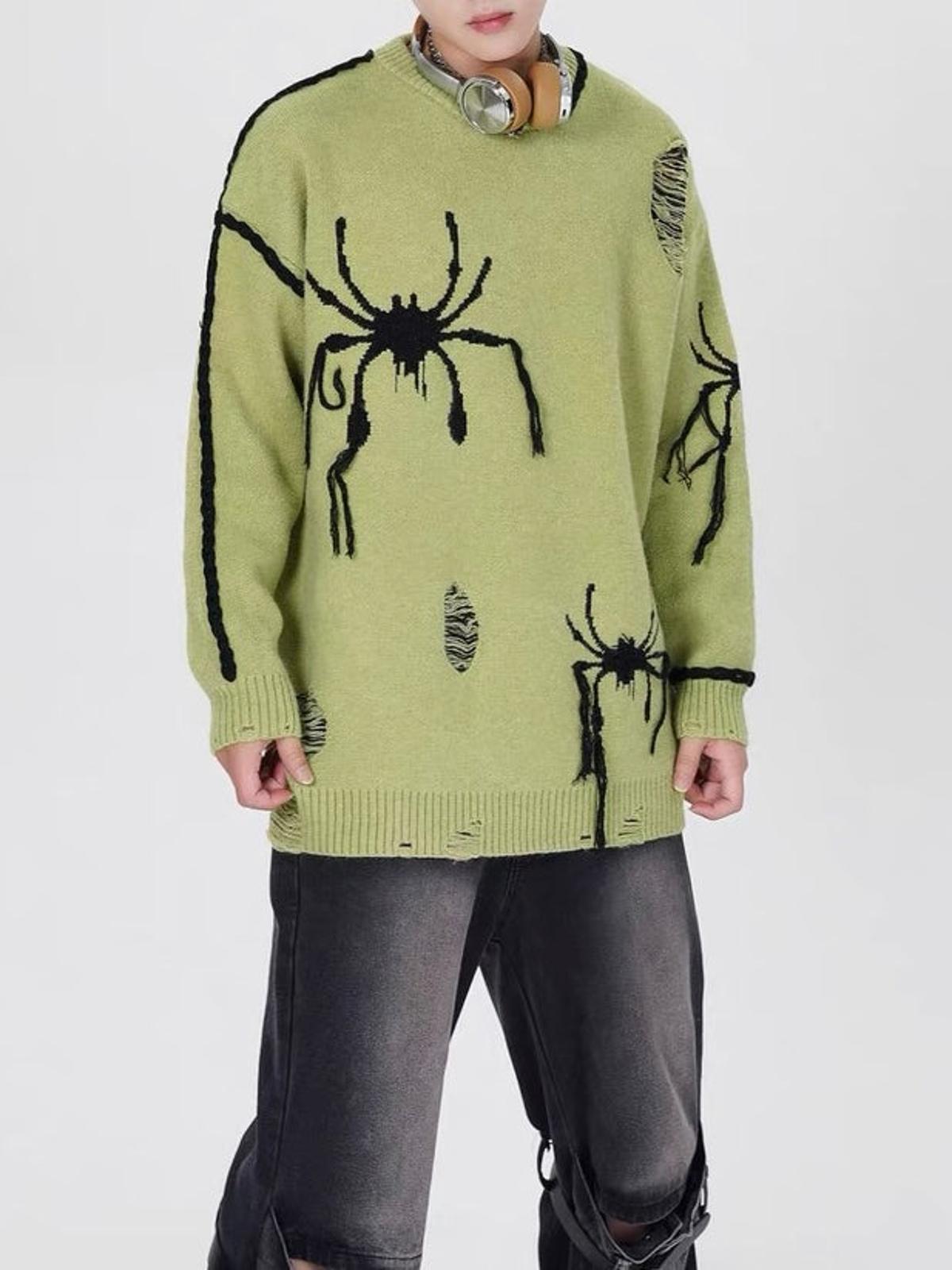 Concert Outfit Spider Distressed Oversized Sweater Concert Outfit Spider Distressed Oversized Sweater