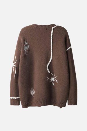 Concert Outfit Spider Distressed Oversized Sweater