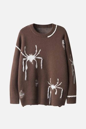 Concert Outfit Spider Distressed Oversized Sweater