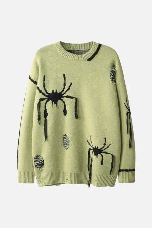 Concert Outfit Spider Distressed Oversized Sweater