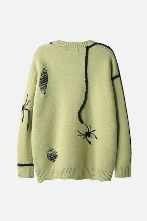 Concert Outfit Spider Distressed Oversized Sweater