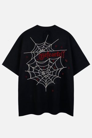 Concert Outfit Spider Hotfix Rhinestones Print Tee
