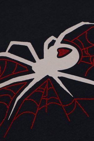 Concert Outfit Spider Hotfix Rhinestones Print Tee