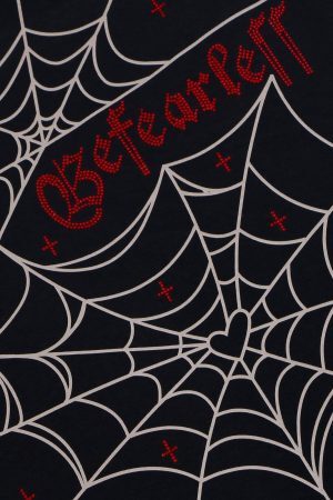 Concert Outfit Spider Hotfix Rhinestones Print Tee