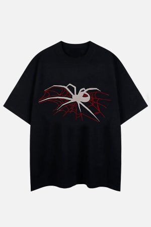 Concert Outfit Spider Hotfix Rhinestones Print Tee