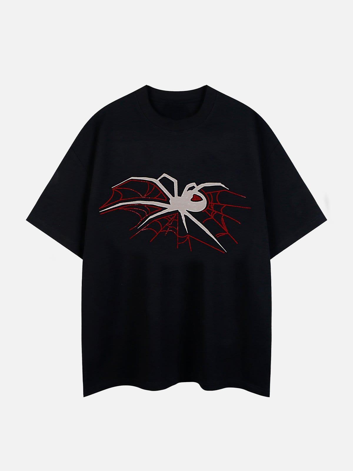 Concert Outfit Spider Hotfix Rhinestones Print Tee Concert Outfit Spider Hotfix Rhinestones Print Tee