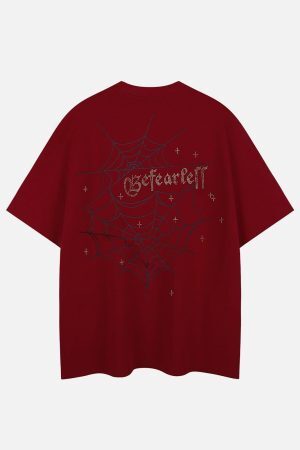 Concert Outfit Spider Hotfix Rhinestones Print Tee