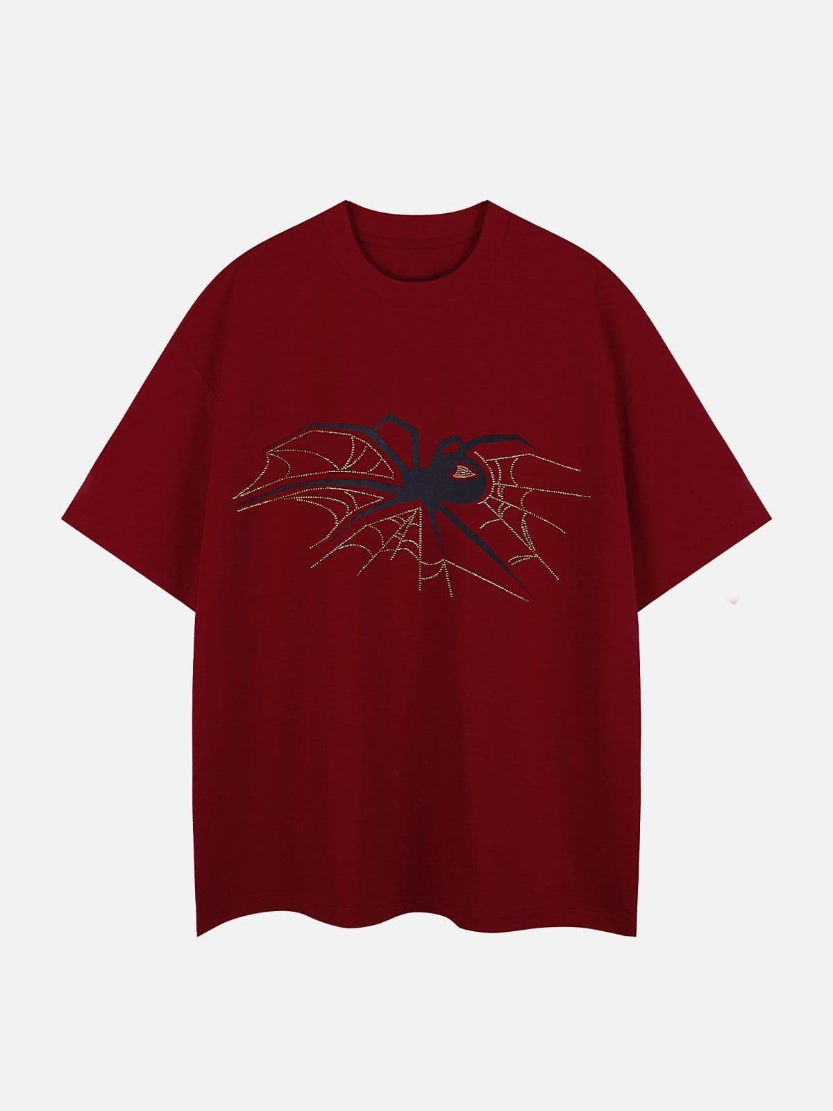 Concert Outfit Spider Hotfix Rhinestones Print Tee Concert Outfit Spider Hotfix Rhinestones Print Tee