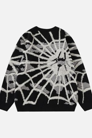 Concert Outfit Spider Knit Crew Neck Sweater